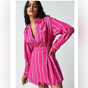 Free People High Vibrations Shirt Dress NEW